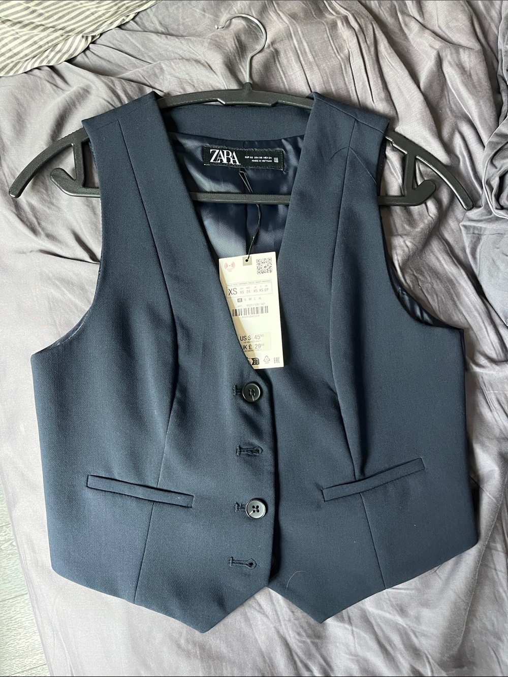 ZARA Navy Structured Tailored Vest
